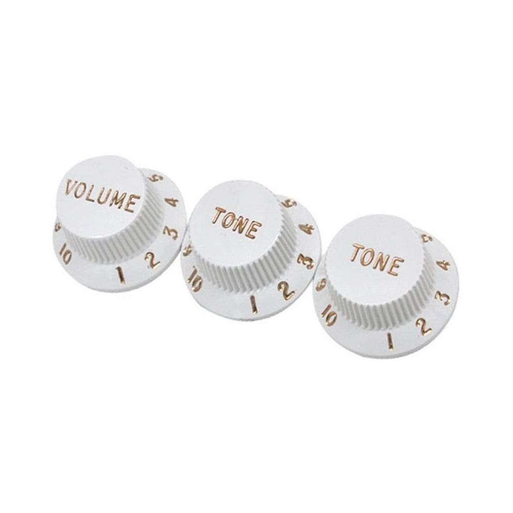 Fender Volume/Tone Knob Set Strat White Set of 3 Knobs Kits & Pick Up Covers