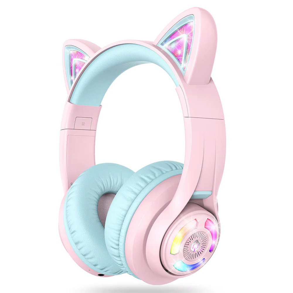 ICLEVER BTH13 Kedi Kulaklı Çocuk Bluetooth Kulaklık - Pembe