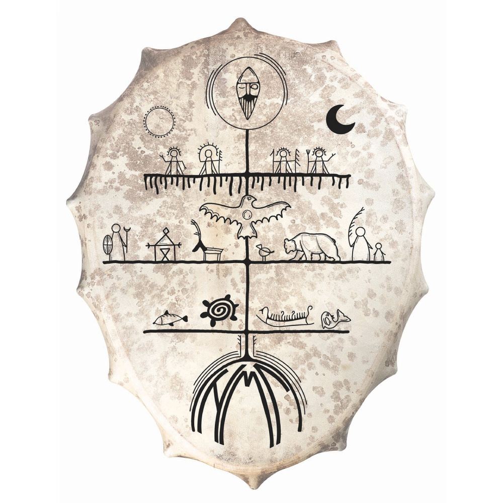TERRE 382489-Z60 - Sibirya Sami Tarzı Keçi Derili Şaman Davulu 60 x 45 cm