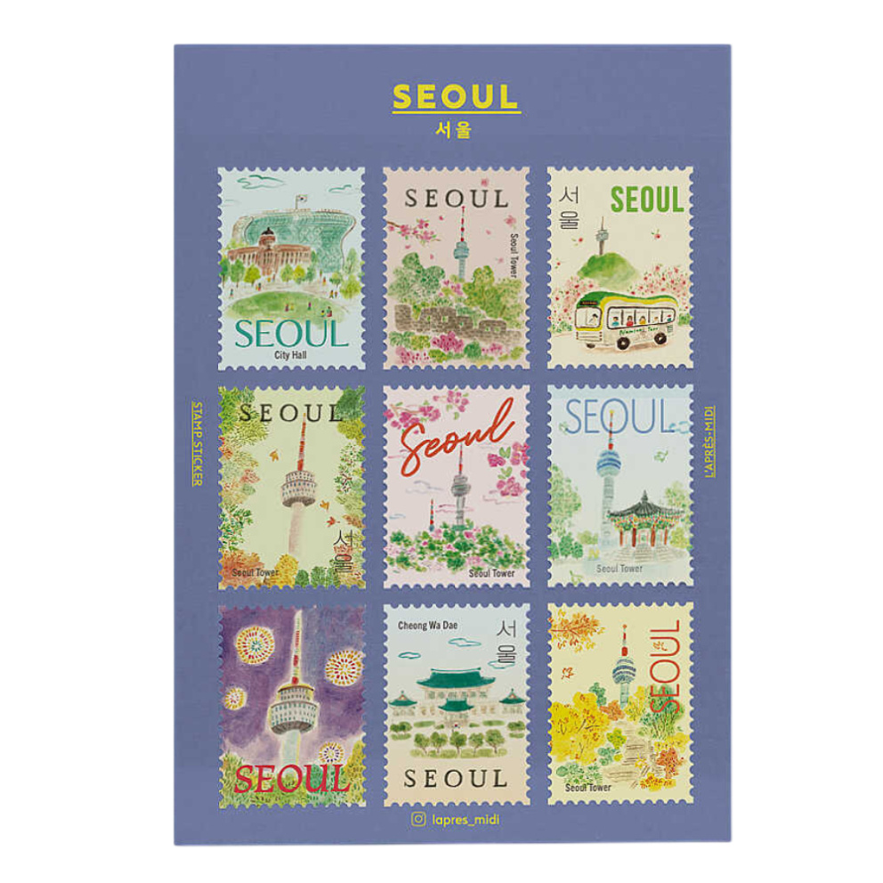 L'APRES-MIDI - Posta Pulu Sticker - Seoul (Seoul Tower) (9'lu Paket)