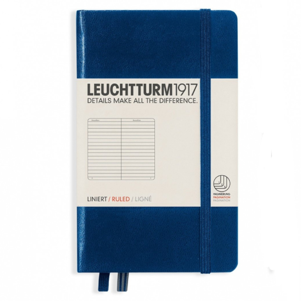 LEUCHTTURM Cep Boy (A6) Not Defteri, Çizgili, Lacivert, Kumaş Sert Kapak
