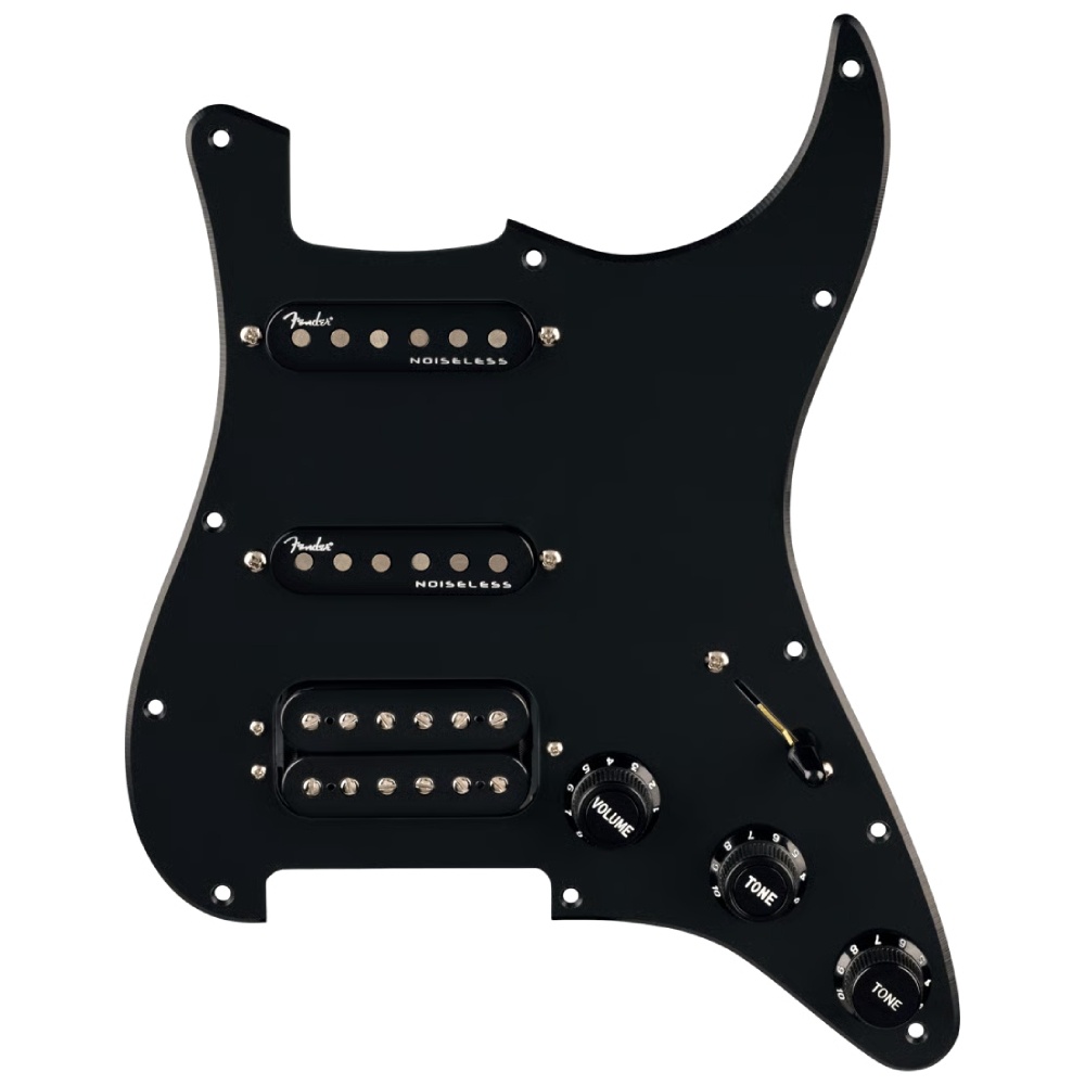 Fender Strat Quadra Tap Ultra Noiseless HSS Black 11 Hole PG Manyetikli Pickguard Seti