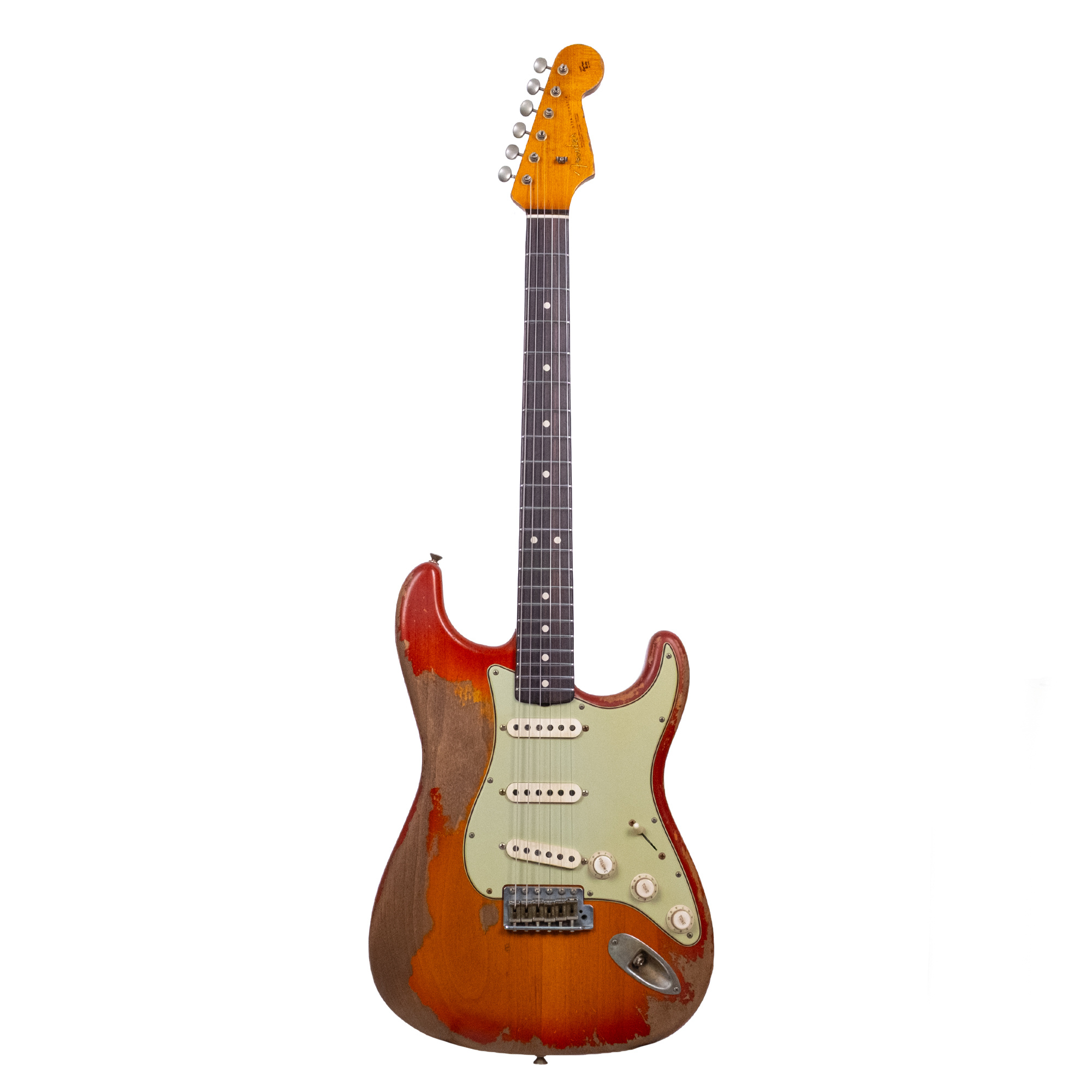 Fender Custom Shop Masterbuilt Dennis Galuszka 1963 Stratocaster Ultra Heavy Relic Aged Cherry Sunburst Elektro Gitar