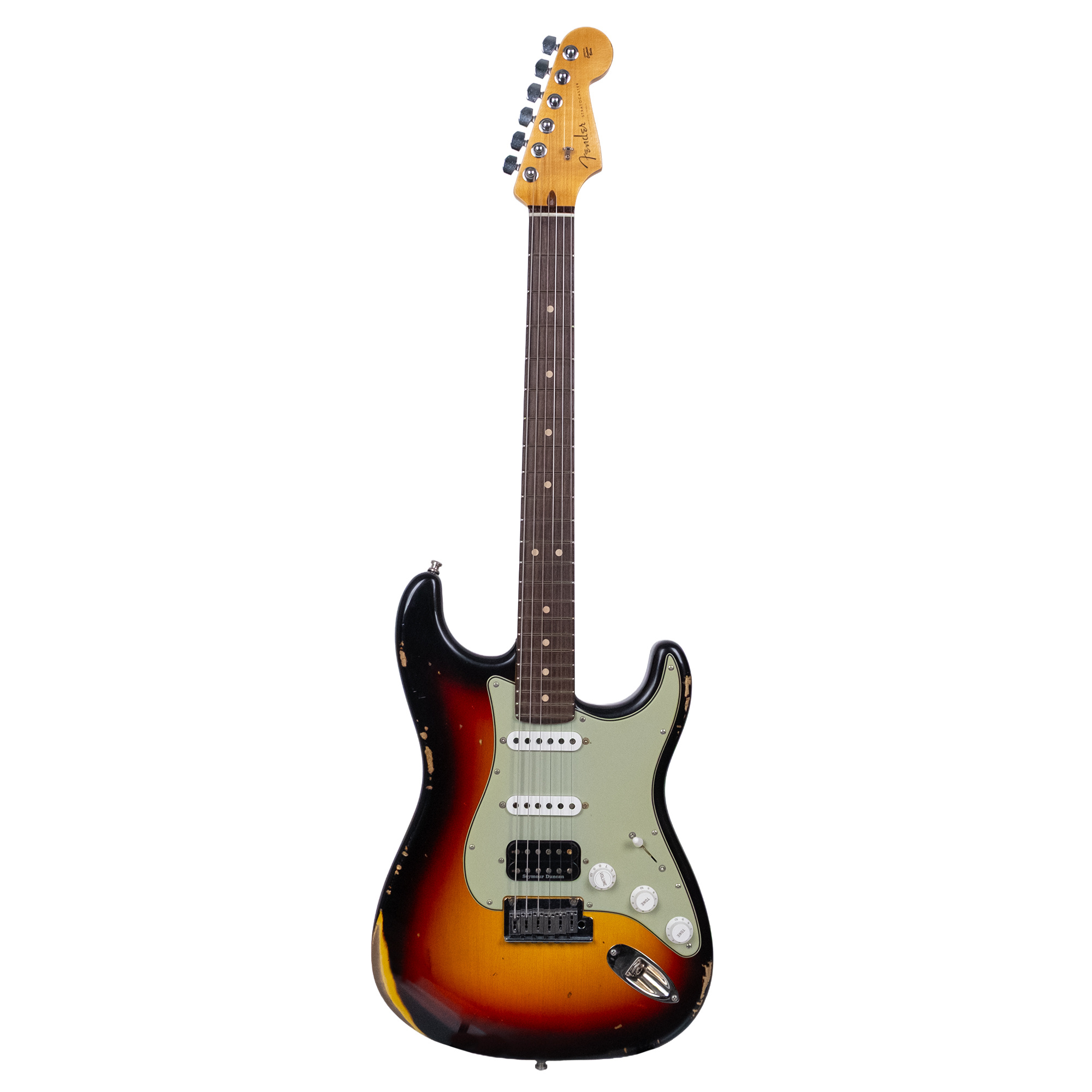Fender Custom Shop Custom Deluxe Stratocaster HSS Relic 3 Renk Sunburst Elektro Gitar