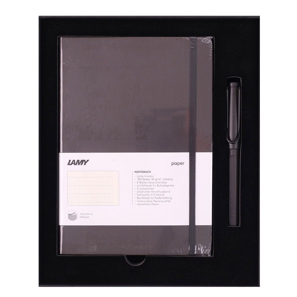 LAMY Safari Roller Kalem Metal Klips Mat Siyah+LAMY Yumuşak Kapak Defter A5 Mat Siyah