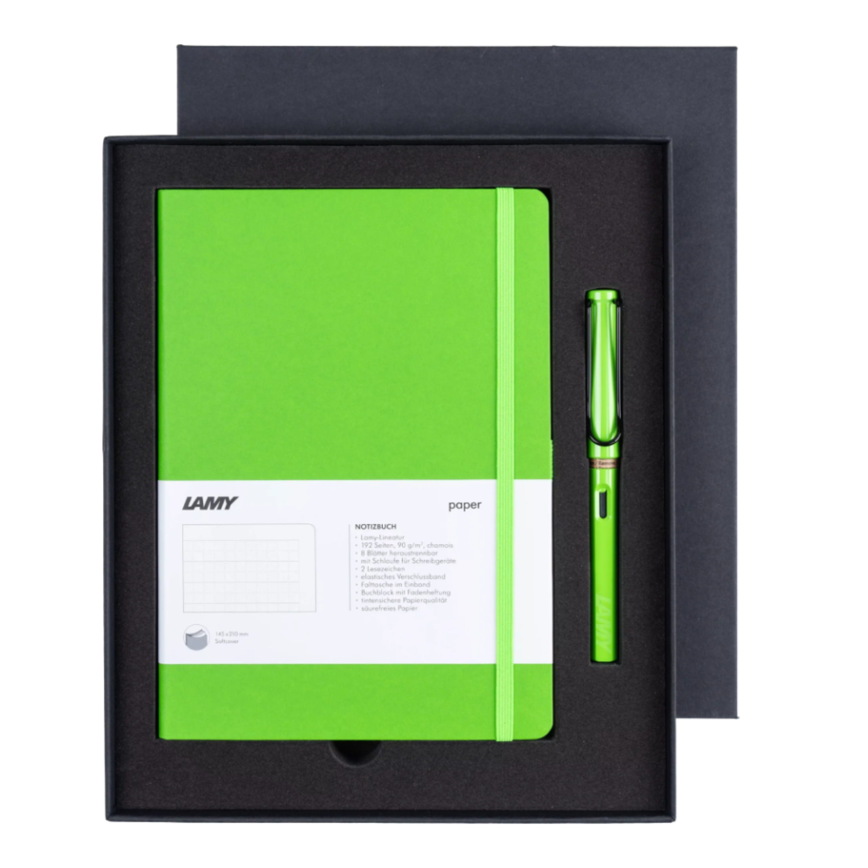 LAMY Safari Dolma Kalem Metal Siyah Klips M Uç Yeşil+LAMY Yumuşak Kapak Defter A5 Yeşil
