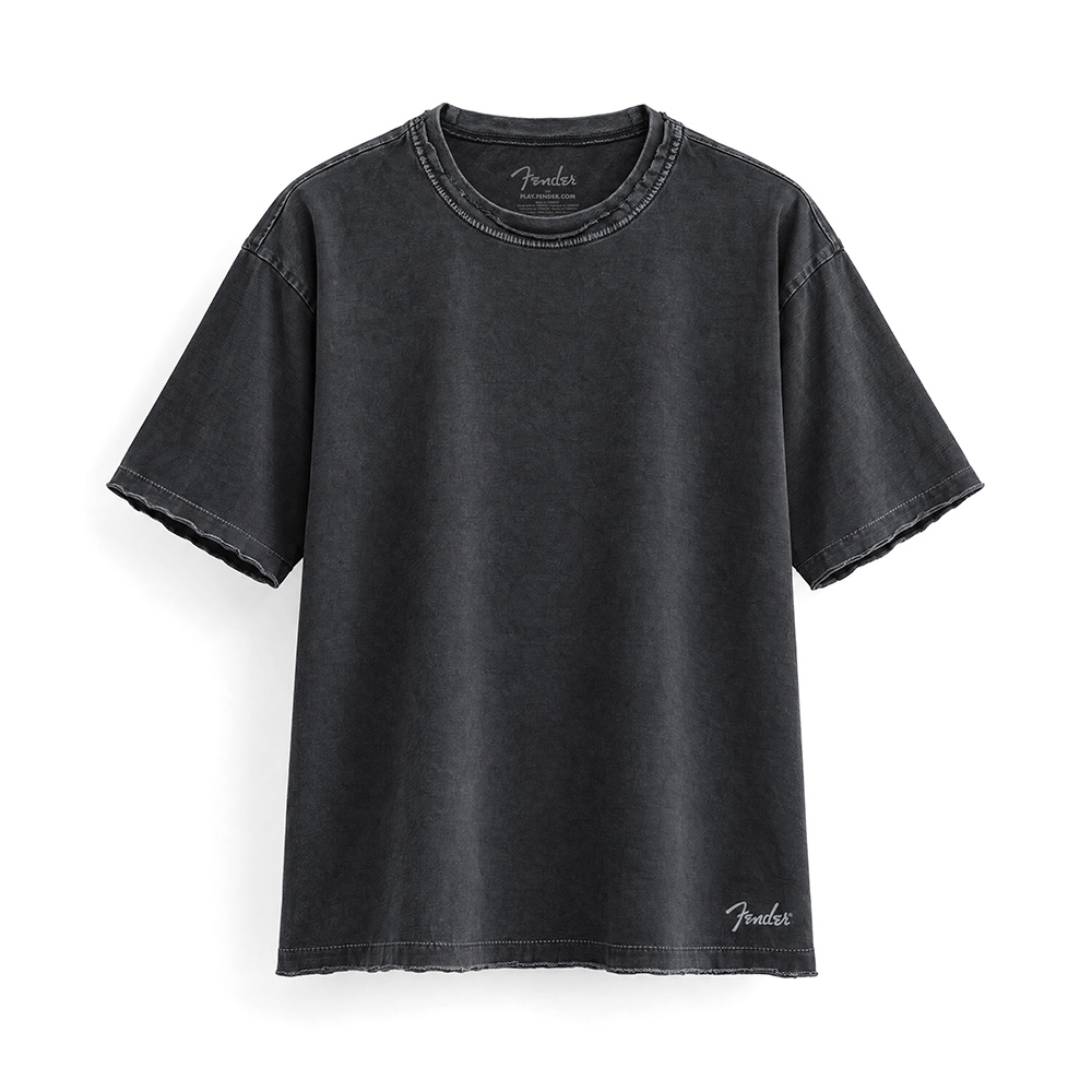 FENDER® Wash Raw Edge Grafik Antrasit T-Shirt