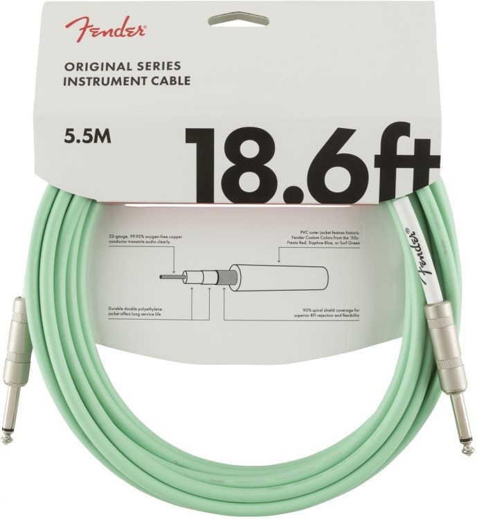 Fender Original Instrument Cable Surf Green 5.5 Metre Enstürman Kablosu