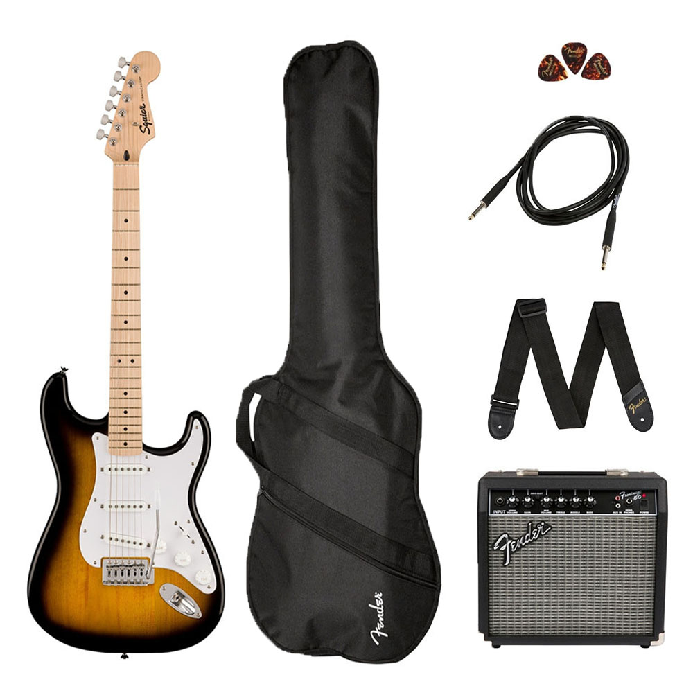 Squier Sonic Stratocaster 2 Ton Sunburst Frontman 10G Amfi Elektro Gitar Seti