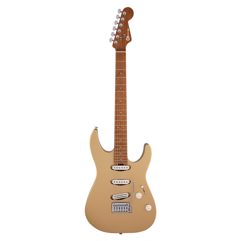Charvel Pro Mod DK22 SSS 2 Point Tremolo Karamelize Akçaağaç Klavye Pharaohs Gold Elektro Gitar