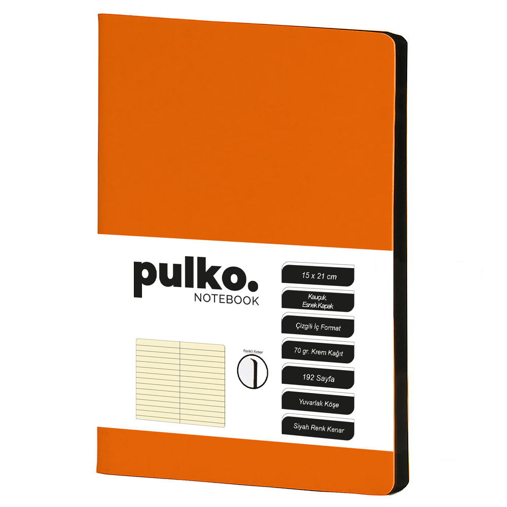 PULKO Notebook Not Defteri, 15x21 cm Çizgili, Turuncu
