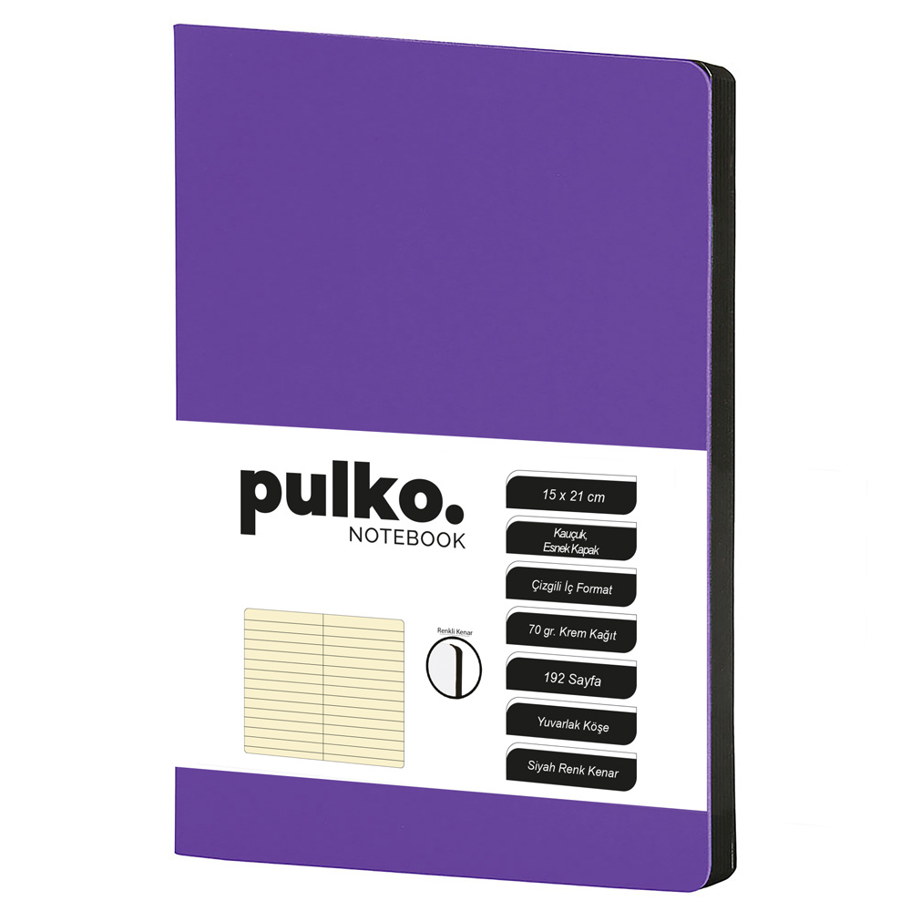 PULKO Notebook Not Defteri, 15x21 cm Çizgili, Mor