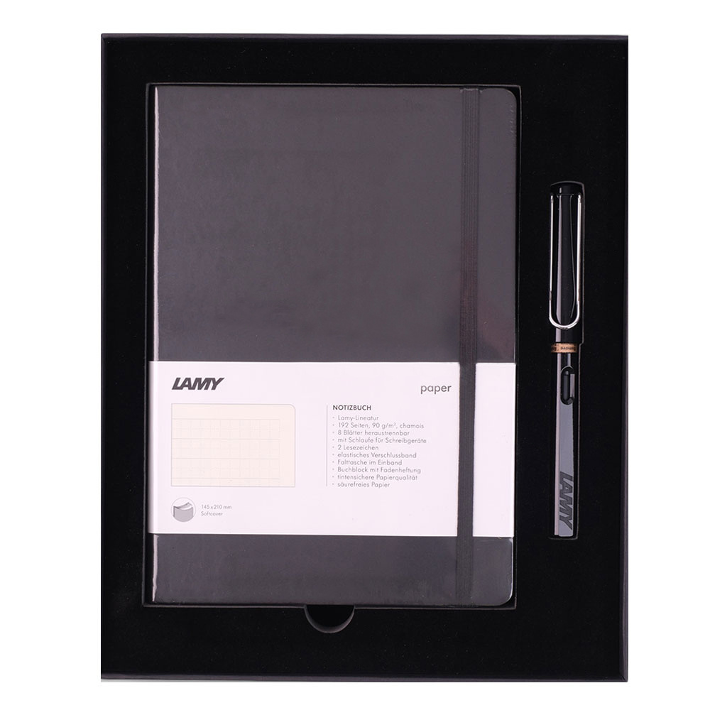 LAMY Safari Dolma Kalem Metal Klips M Uç Siyah+LAMY Yumuşak Kapak Defter A5 Siyah