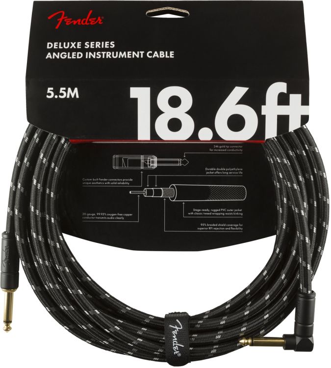 Fender Deluxe Düz/L Uç 5.5 Metre Siyah Tweed Enstrüman Kablo