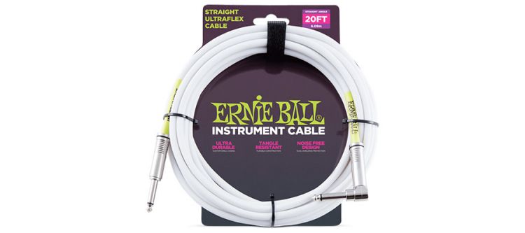 ERNIE BALL P06047 Beyaz Düz / L 20 Ft - 6 Metre Enstrüman Kablosu