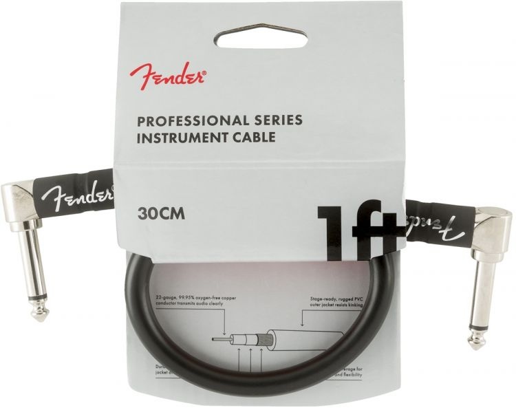 Fender Professional L Uç 30cm Siyah Enstrüman Kablo
