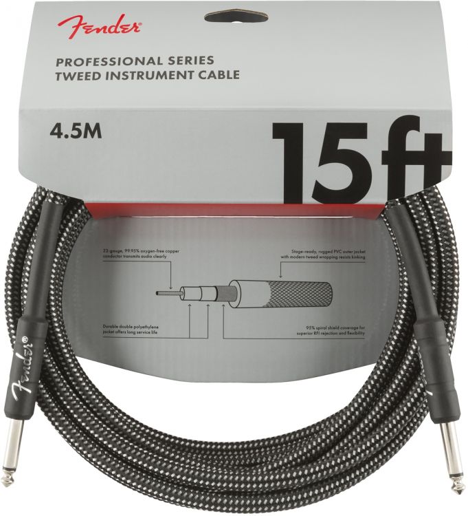 Fender Professional 4.5 Metre Gri Tweed Enstrüman Kablo