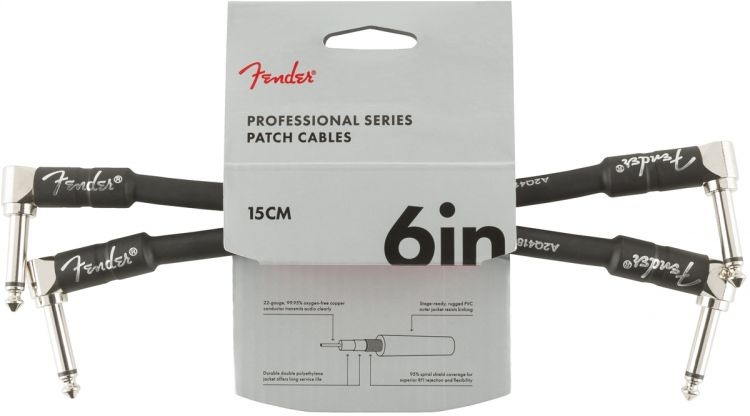 Fender Profesyonel L Uçlu 15cm 2'li Paket Siyah Kablo