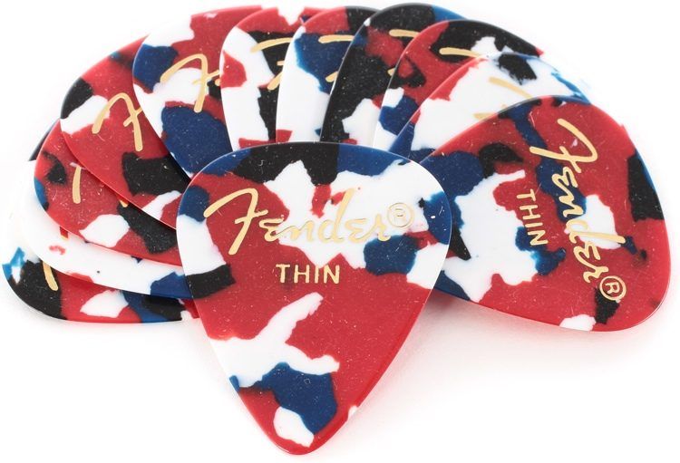 Fender 351 Shape Picks Thin 12 Pack Confetti Picks Pena