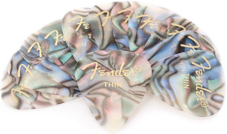 Fender 351 Shape Premium Picks Thin 12 Pack Abalone Picks Pena