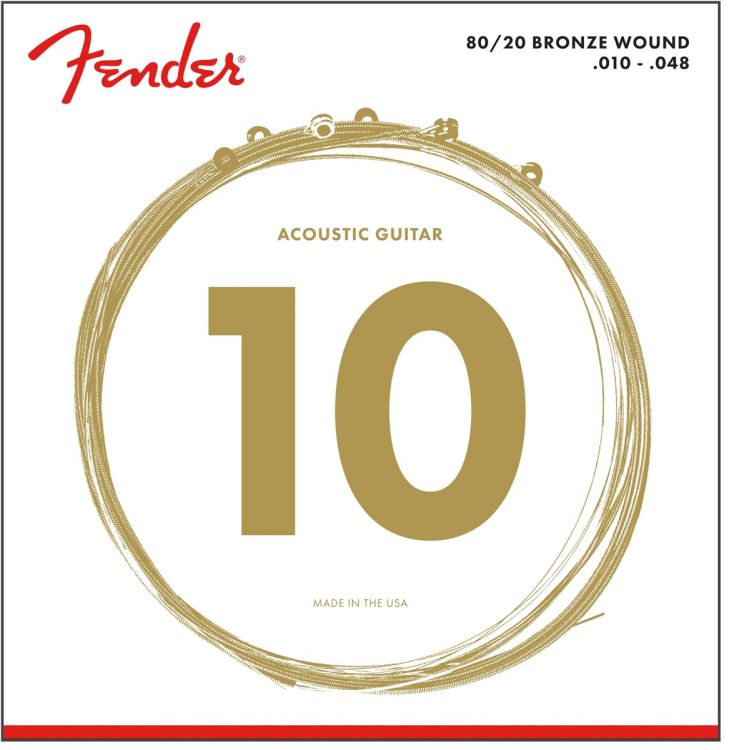 Fender 80/20 Bronze Acoustic Strings Ball End 70XL .010-.048 Gauges String Sets - Akustik Gitar Teli