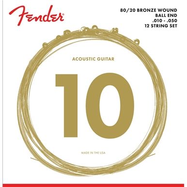 Fender 80/20 Bronze Acoustic Strings Ball End 70-12L .010-.048 Gauges String Sets - Akustik Gitar Teli