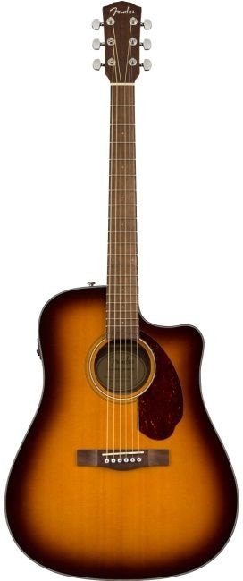 Fender CD-140SCE Dreadnought Ceviz Klavye Hard Case Dahil Sunburst Elektro Akustik Gitar