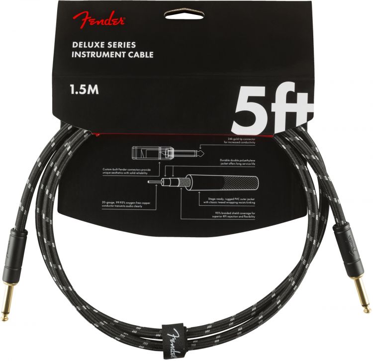 Fender Deluxe Düz Uç 1.5 Metre Siyah Tweed Enstrüman Kablo