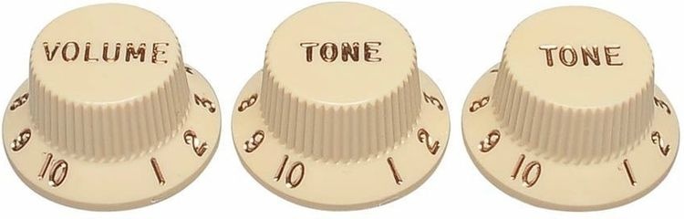 Fender Knob Strat 1V/2T Vintage Aged Knobs Kits & Pick Up Covers