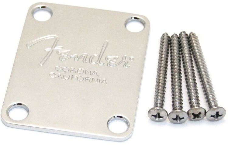 Fender Neck Plate 4 Bolt American Series Nikel Bas Gitar Sap Plakası