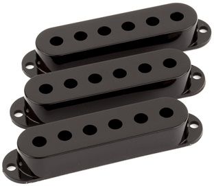Fender Pickup Cover Stratocaster Black Plastic Set of 3 Knobs Kits & Pick Up Covers