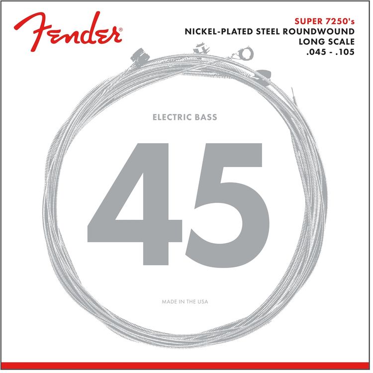 Fender Super 7250 Bass Strings Nickel Plated Steel Long Scale Gauges 7250M .045-.105 String Sets - Bas Gitar Teli
