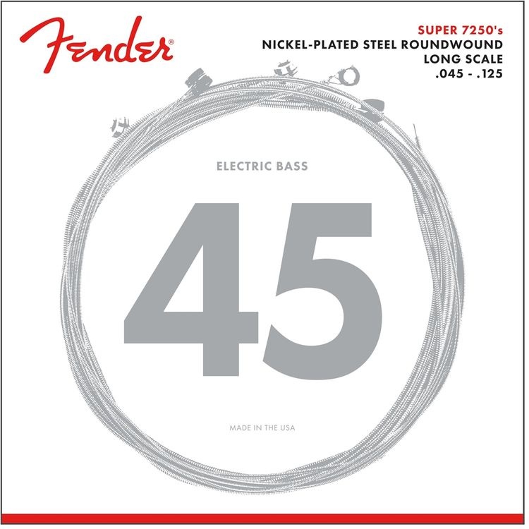 Fender Super 7250 Bass Strings Nickel Plated Steel Long Scale 7250-5M Ggs .045-.125 Set of 5 String Sets - Bas Gitar Teli