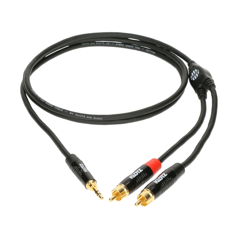 Klotz Pro Altın Uçlu Mini TRS Jack - 2x RCA 1,5mt Siyah Y-Kablo