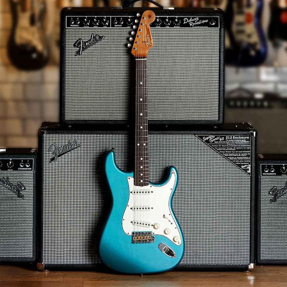 Fender Custom Shop W20 Limited Edition 1964 Stratocaster Journeyman Relic Faded Aged Ocean Turquoise Metallic Elektro Gitar