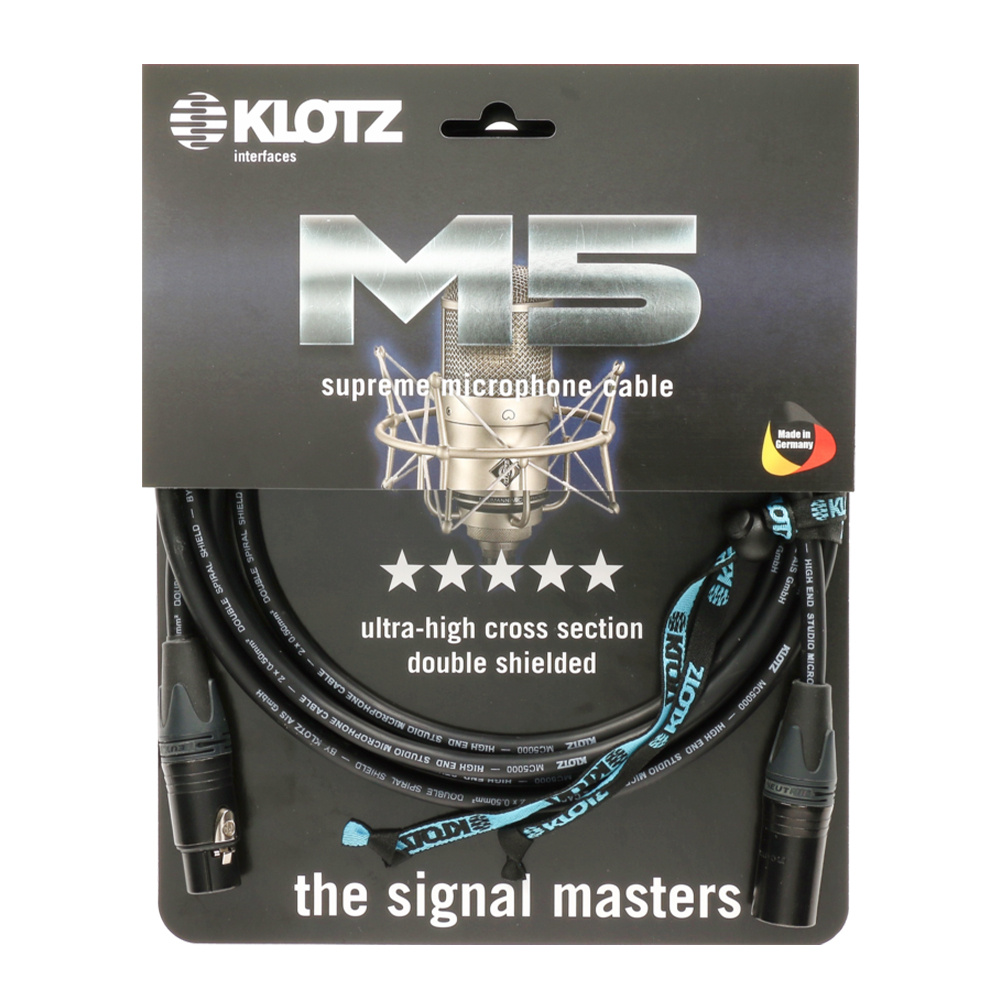 Klotz M5 MC5000 XLR NEUTRIK Altın Uçlu Siyah 3mt Mikrofon Kablosu