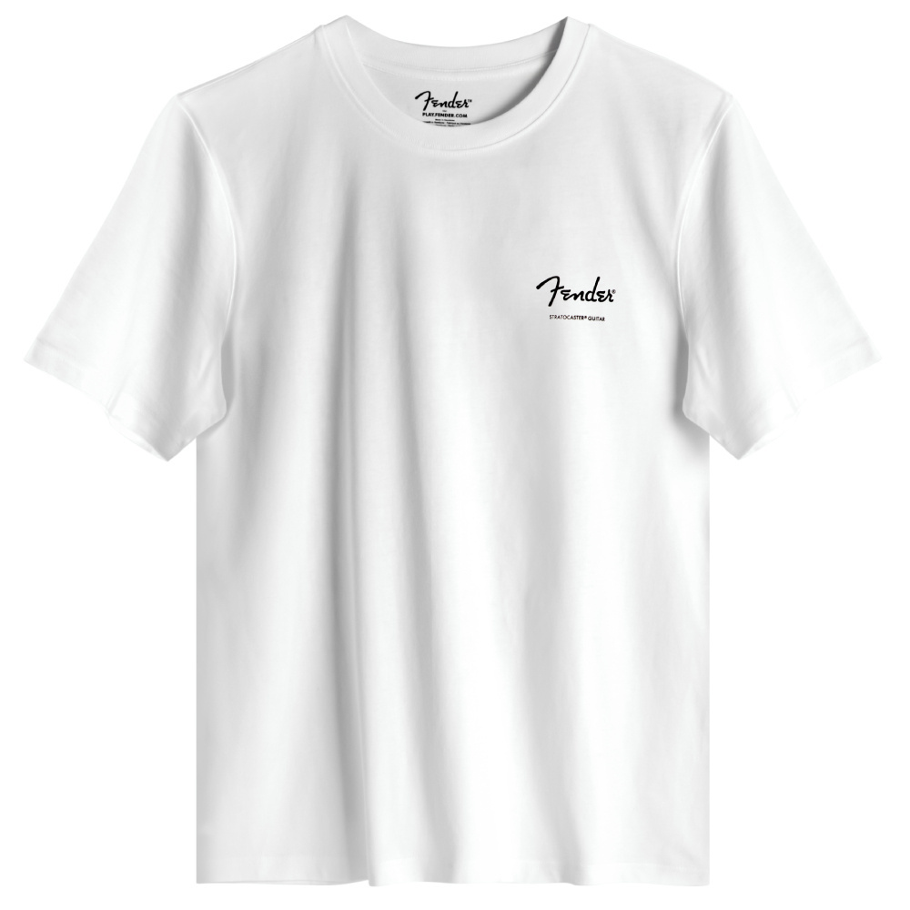 ☆ 邦ロックTシャツFender Mexico Stratocaster FENDER® Stratocaster Technical Drawing Beyaz T-Shirt Fiyatı