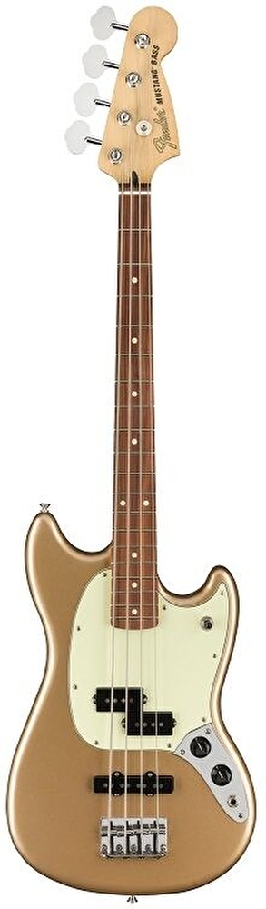 Fender Player Mustang Bass PJ Pau Ferro Klavye Firemist Gold Bas Gitar Fender Player Mustang Bass PJ Pau Ferro Klavye Firemist Gold Bas Gitar