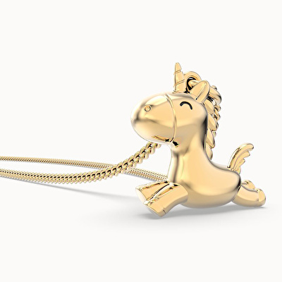 CHOCLI 18 Ayar Altın Kaplama Uçan Unicorn Kolye