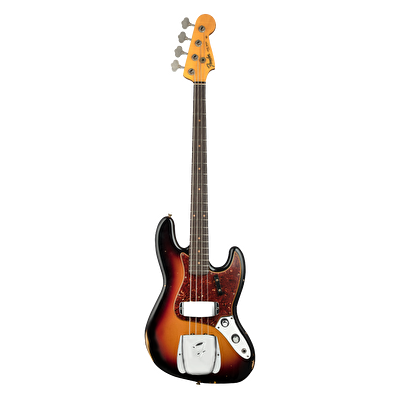 Fender Custom Shop S21 1960 Jazz Bass Relic Gülağacı Klavye 3 Tone Sunburst Bas Gitar