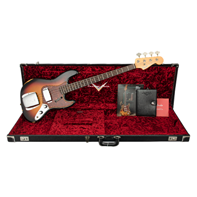 Fender Custom Shop S21 1960 Jazz Bass Relic Gülağacı Klavye 3 Tone Sunburst Bas Gitar