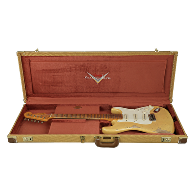 FENDER Custom Shop 1957 Stratocaster Heavy Relic Akçaağaç Klavye Nocaster Blonde Elektro Gitar