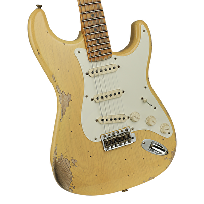 FENDER Custom Shop 1957 Stratocaster Heavy Relic Akçaağaç Klavye Nocaster Blonde Elektro Gitar