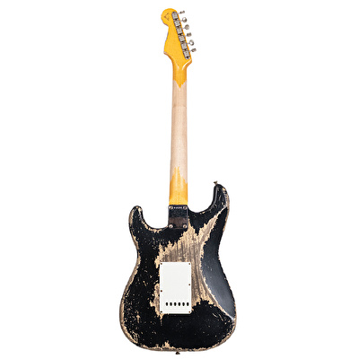 Fender Custom Shop Masterbuilt Vincent Van Trigt 1959 Stratocaster Heavy Relic Black over Vintage Blonde Elektro Gitar