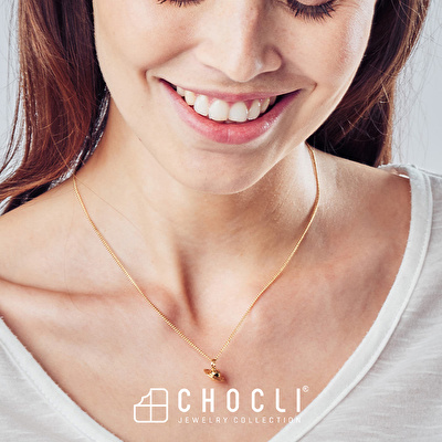 CHOCLI 18 Ayar Altın Kaplama Satürn Kolye