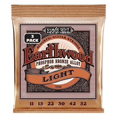ERNIE BALL P03548 Earthwood Light 8020 Phosphor Bronze 11-52 Akustik Gitar Teli 3lü Pk.