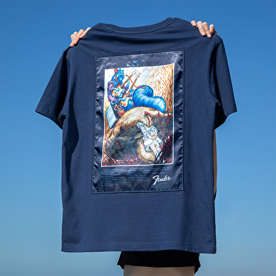FENDER® Alice in Wonderland Loose Lacivert T-Shirt