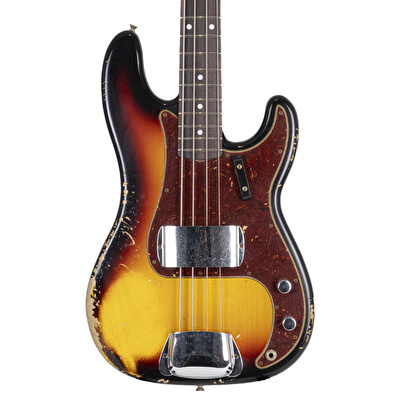 Fender Custom Shop Limited Edition 1966 Precision Bass Heavy Relic Aged Bleached 3 Ton Sunburst Bas Gitar