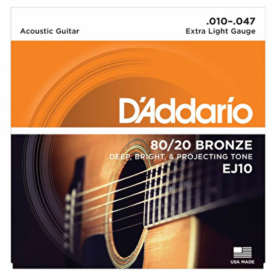 Daddario EJ10 Akustik Gitar 10-47 Takım Tel