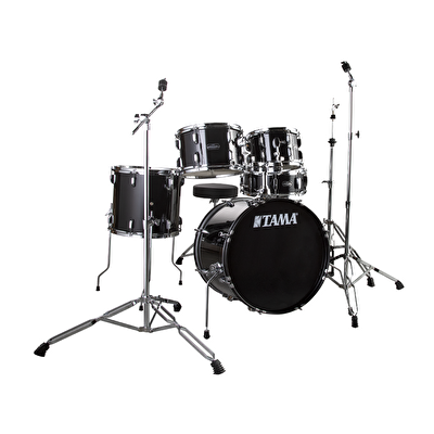 TAMA SG58H6-BK - Stagestar Black 5 Parça (18B/10T/12T/14F/14S) Aksamlı Davul Seti